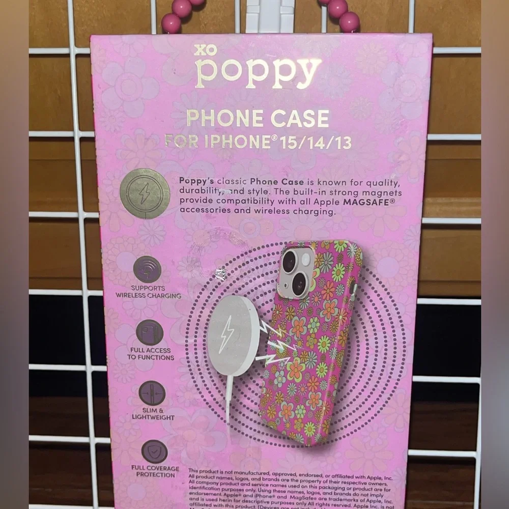 Poppy Pink Floral iPhone 13/14/15 MagSafe Case NIB NEW